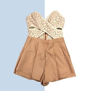 Pink & White Lace Romper